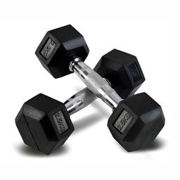 HackerX 2 Pieces Rubber Coated Hexa Fixed Weight Dumbbells - 2.5 kg Each-9