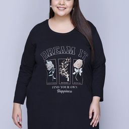 IN Love Printed Cotton Full Sleeve Plus Size Long T-Shirt-image-63
