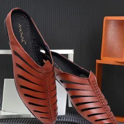 ARAMISH Men Perforations Leather Mojaris-image-57