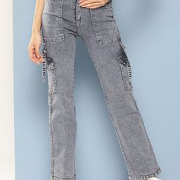 BAESD Women Comfort Regular Fit Mildly Distressed Stretchable Cargo Styles Jeans-image-9