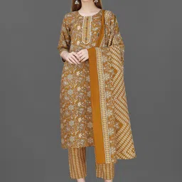 PAVANPUTRA FAB Women Floral Printed Regular Kurta with Trousers & Dupatta-picture-14