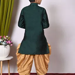 AHLAN APPARELS Boys Floral Embroidered Regular Sequinned Dupion Silk Kurta with Patiala image 2