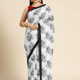 BUTA BUTI Grey Color Floral Printed Pure Cotton Saree-image-49