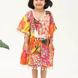 Peekaaboo Kids Floral Print Flared Sleeve Kaftan Dress-image-48