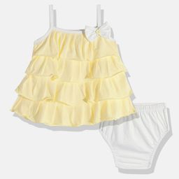 BABYMAX Infant Girls Layered Pure Cotton A-Line Dress With Bloomers-image-10