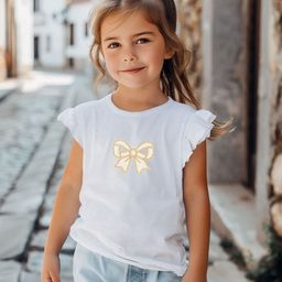 Trendyol Girls Graphic Bow Embroidered Round Neck Cotton Top-picture-14