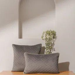 India Circus by Krsnaa Mehta Grey & Green Quilted Velvet Square Cushion Cover-image-46