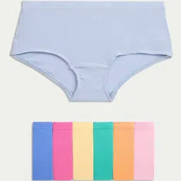 Marks & Spencer Girls Pack Of 7 Striped Mid-Rise Hipster Briefs-picture-10