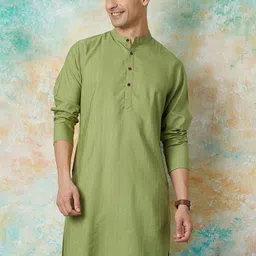 Melange by Lifestyle Geometric Woven Design Mandarin Collar Straight Kurta-picture-29