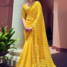 HERE&NOW Leheriya Pure Georgette Saree-image-84