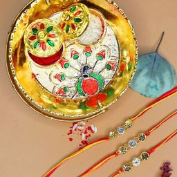 Anouk Set Of 3 Rakhis With Greeting Card & Kumkum-66