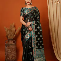 WINKLECART Woven Design Zari Pure Silk Banarasi Saree-image-10