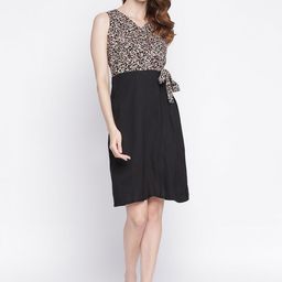 VYMO Print Halter Neck Fit & Flare Dress-image-23
