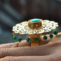 BeAbhika Set Of 3 Gold-Plated Kundan Studded & Beaded Merry Go Round Finger Rings image 5