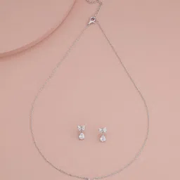 Kushal's Fashion Jewellery Rhodium-Plated CZ-Studded Necklace & Earrings-7