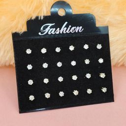 NAVJAI Set of 12 Gold-Plated Metal American Diamond Earrings-image-86
