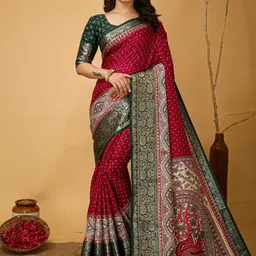 DIVASTRI Ethnic Motifs Printed Zari Banarasi Saree-picture-24