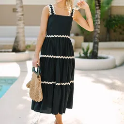 DEKLOOK Monochrome Tiered Fit & Flare Midi Dress-picture-16