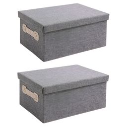 HOKIPO Grey 2 Pieces Regular Multi-Utility Organisers with Lid-image-2