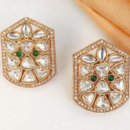 FindHerFavorite Gold-Plated Artificial Stones Studded Contemporary Studs-31
