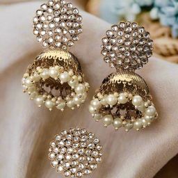 Anouk Gold-Plated Artificial Stones Studded And Pearls Beaded Antique Jewellery Set-4
