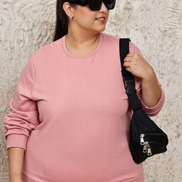 UnaOne Plus Size Pure Cotton Relaxed-Fit Round Neck T-Shirt & Trousers Co-Ord Set-image-14