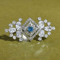 Voylla Aqua Rhodium-Plated American Diamond Studded Adjustable Finger Ring-image-23