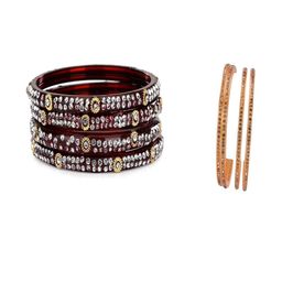 SOMIL Set of 8 Maroon Alloy Bangles-image-63