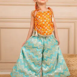 Jilmil Girls Floral Printed Shoulder Straps Top With Palazzos-image-80