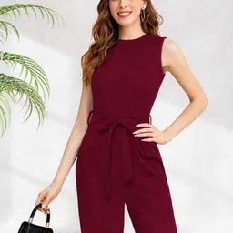 DressBerry Women Solid Waist Tie-Ups Basic Jumpsuit-picture-50