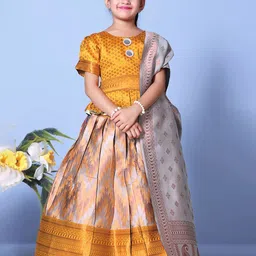 BAESD Girls Woven Design Ready to Wear Lehenga & Blouse With Dupatta-12