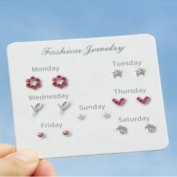 Vembley Pack of 7 Contemporary Studs Earrings-image-3