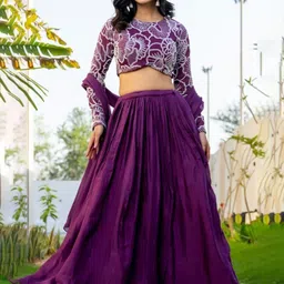 HOUSE OF JAMOTI Embroidered Ready to Wear Lehenga & Blouse With Dupatta-image-32