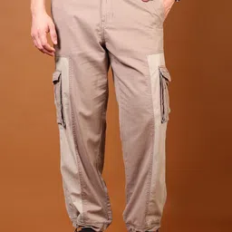 LIMEROAD Men Solid Self Design Cargos Regular Fit Mid-Rise Flat-Front Cargos Trousers-picture-13