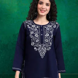 PARAMOUNT CHIKAN Women Ethnic Motifs Embroidered Chikankari Chikankari Kurti-picture-29