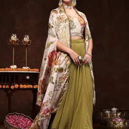 Stylum Printed Top& Palazoo With Shrug Co-Ords-image-38