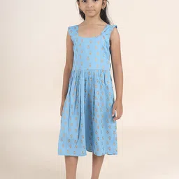 KiddoPanti Girls Floral Printed Fit & Flare Midi Dress-image-73