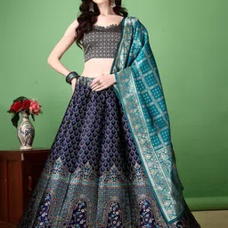 A TO Z CART Woven Design Zari Ready to Wear Lehenga & Unstitched Blouse With Dupatta-image-58