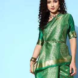 Anouk Rustic Woven Design Zari Silk Blend Dharmavaram Saree-5