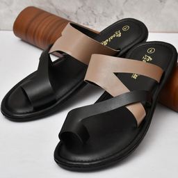 REAL BLISS FOOTWEAR Men Cream Synthetic Leather Comfort Sandals-image-12