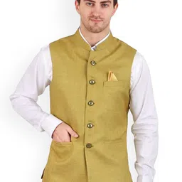 GRACYSHADE Mandarin Collar Jute Nehru Jacket-18