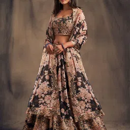 DIVASTRI Embellished Sequinned Semi-Stitched Lehenga & Unstitched Blouse With Dupatta-picture-48