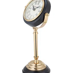 Fabindia White & Black Analogue Stainless Steel Contemporary Table Clock-37