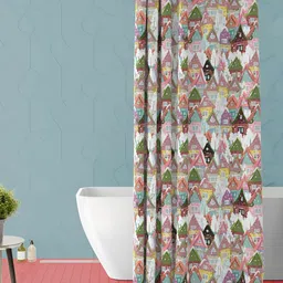 ArtzFolio White & Green Abstract Printed Waterproof Shower Curtain-14