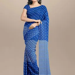 Craft Musium Polka Dots Pure Cotton Jaipuri Block Print Saree-picture-32
