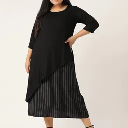 theRebelinme Women Plus Size Striped Layered A-Line Midi Dress-picture-19