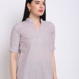 CORSICA Women Striped Mandarin Collar Top-image-85