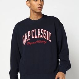 GAP Typographic Logo Print Cotton Round Neck Sweatshirt-image-43