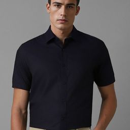 Louis Philippe Men Spread Collar Solid Cotton Formal Shirt-image-57