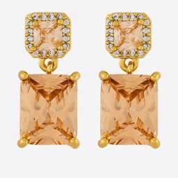 Kushal's Fashion Jewellery Gold-Plated Geometric Shaped Zircon Studded Drop Earrings-picture-23